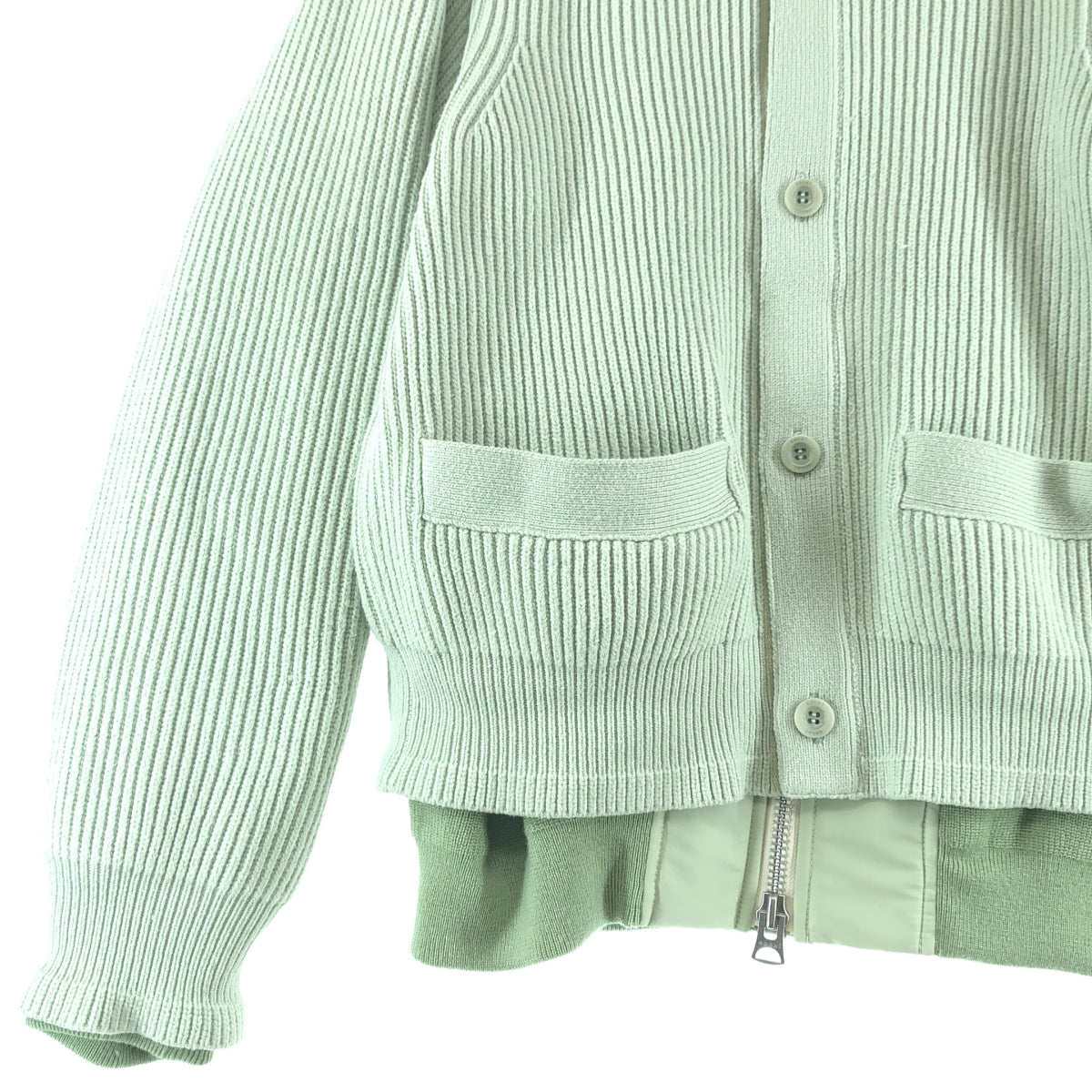 sacai | 2024 秋冬系列 | 尼龍斜紋針織拼接開襟衫飛行員夾克 | 尺寸 2 | 男士