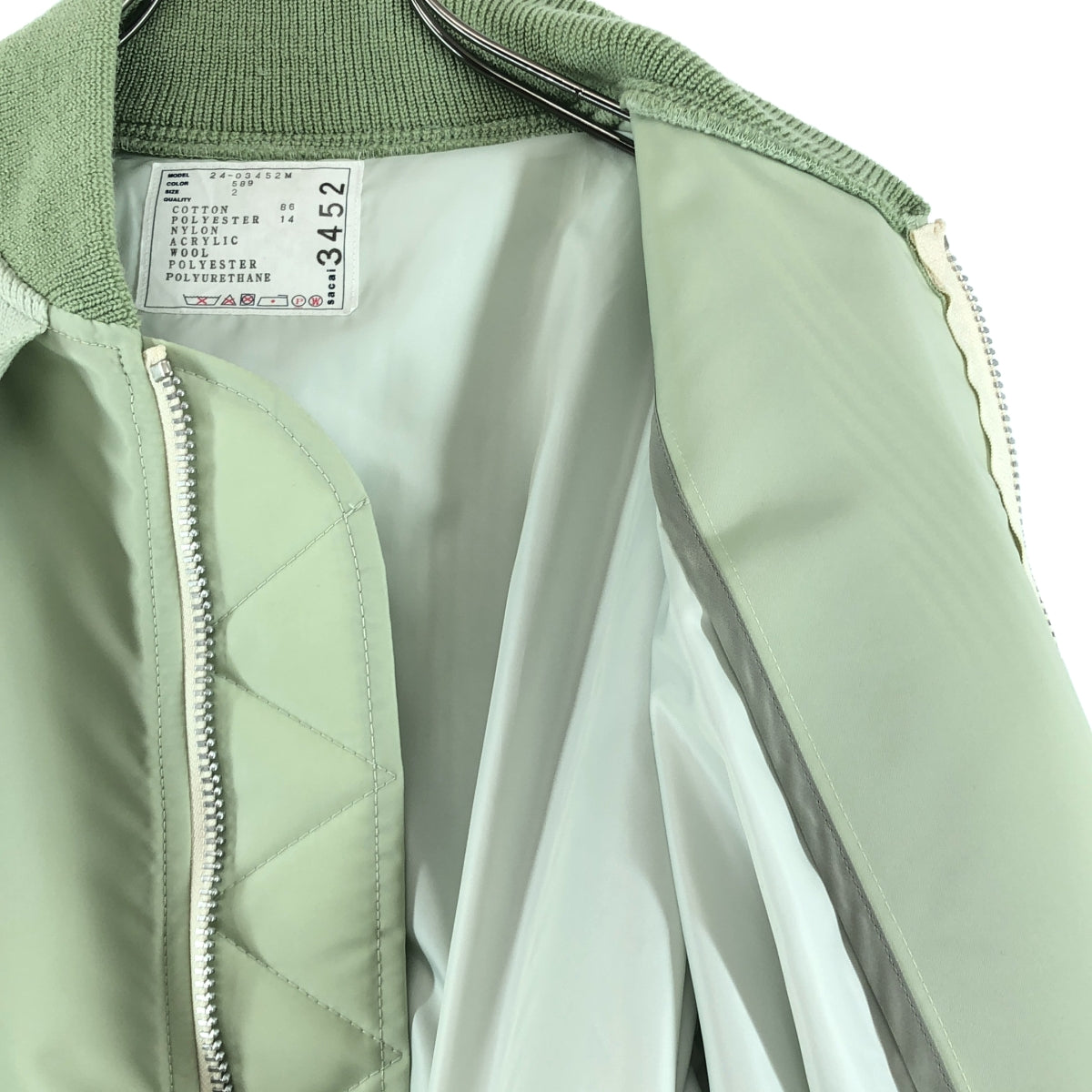 sacai | 2024 秋冬系列 | 尼龍斜紋針織拼接開襟衫飛行員夾克 | 尺寸 2 | 男士