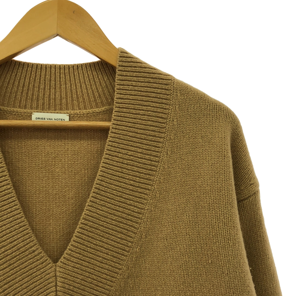 DRIES VAN NOTEN / ドリスヴァンノッテン | メリノウール スリット オーバーニット | XS | ライトブラウン | レディース