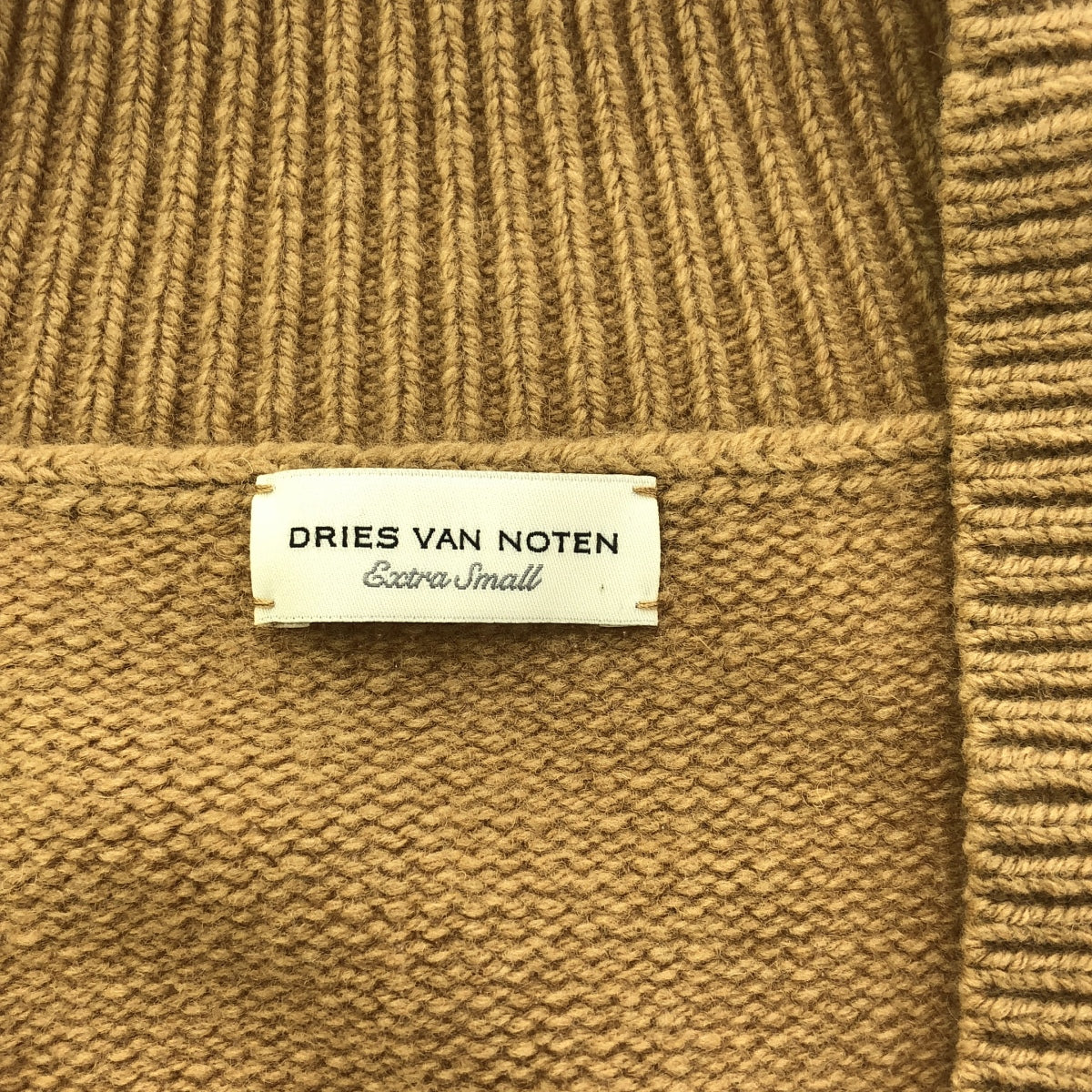 DRIES VAN NOTEN / ドリスヴァンノッテン | メリノウール スリット オーバーニット | XS | ライトブラウン | レディース