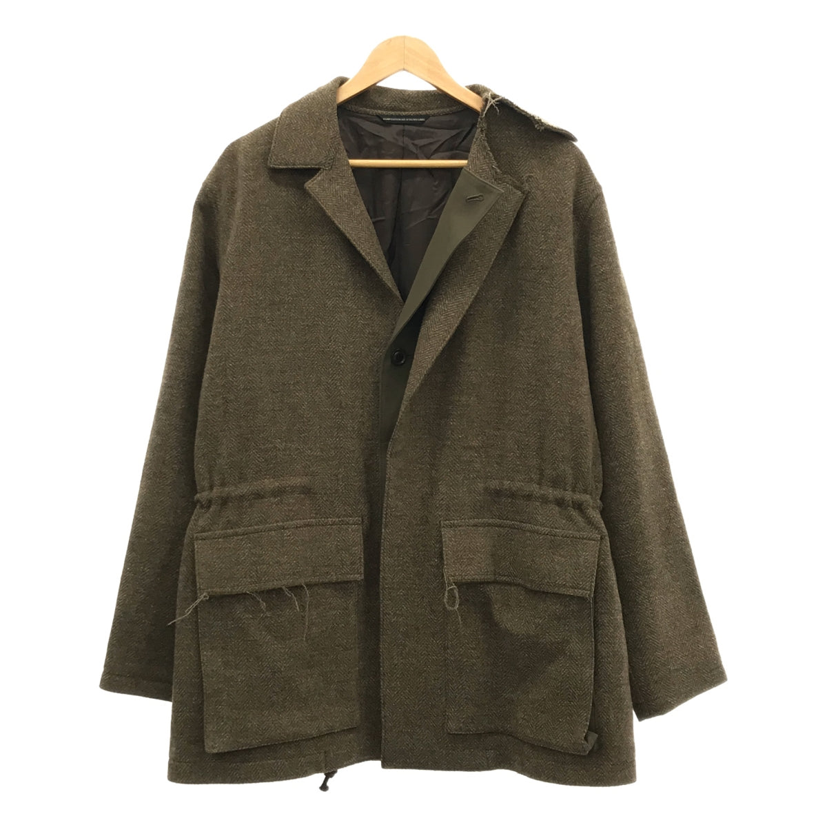 [Good Condition] Y's / Y's Yohji Yamamoto | 2022AW | Wool Tweed Asymmetrical Drawstring Jacket / Fully Lined | 2 | Olive | Women's