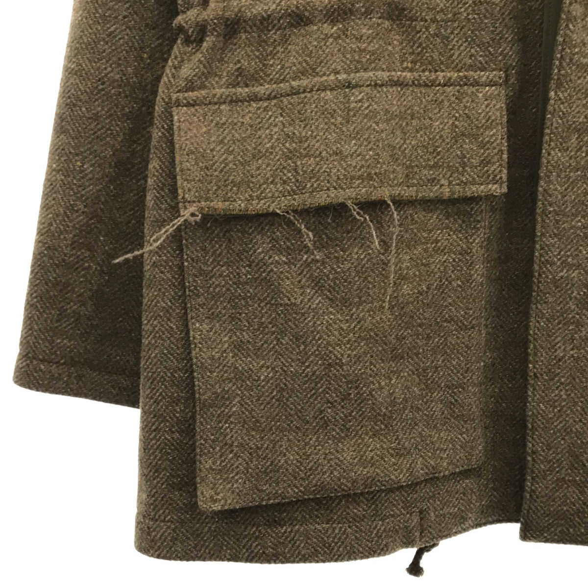 [Good Condition] Y's / Y's Yohji Yamamoto | 2022AW | Wool Tweed Asymmetrical Drawstring Jacket / Fully Lined | 2 | Olive | Women's