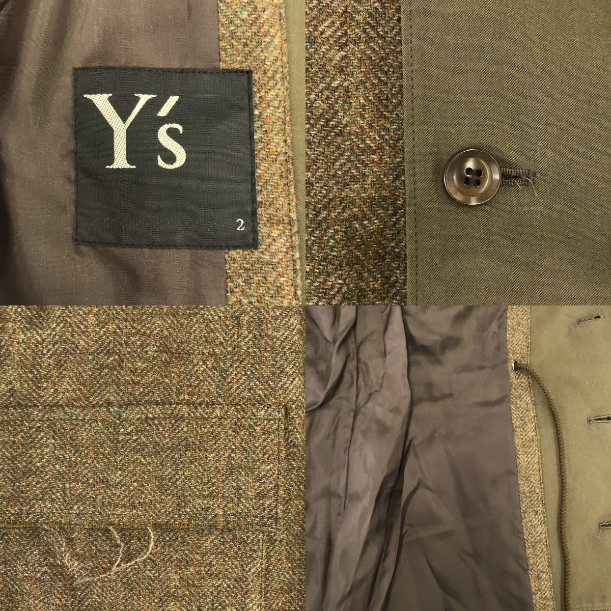 [Good Condition] Y's / Y's Yohji Yamamoto | 2022AW | Wool Tweed Asymmetrical Drawstring Jacket / Fully Lined | 2 | Olive | Women's