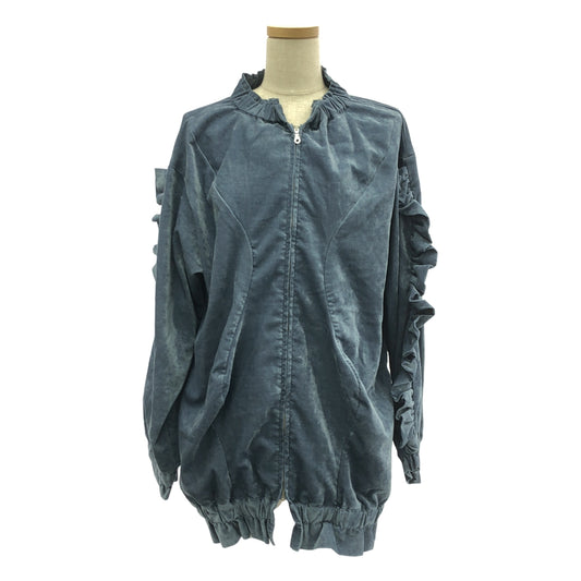 HOUGA | Velour ruffled sleeve zip-up blouson | F | Women's