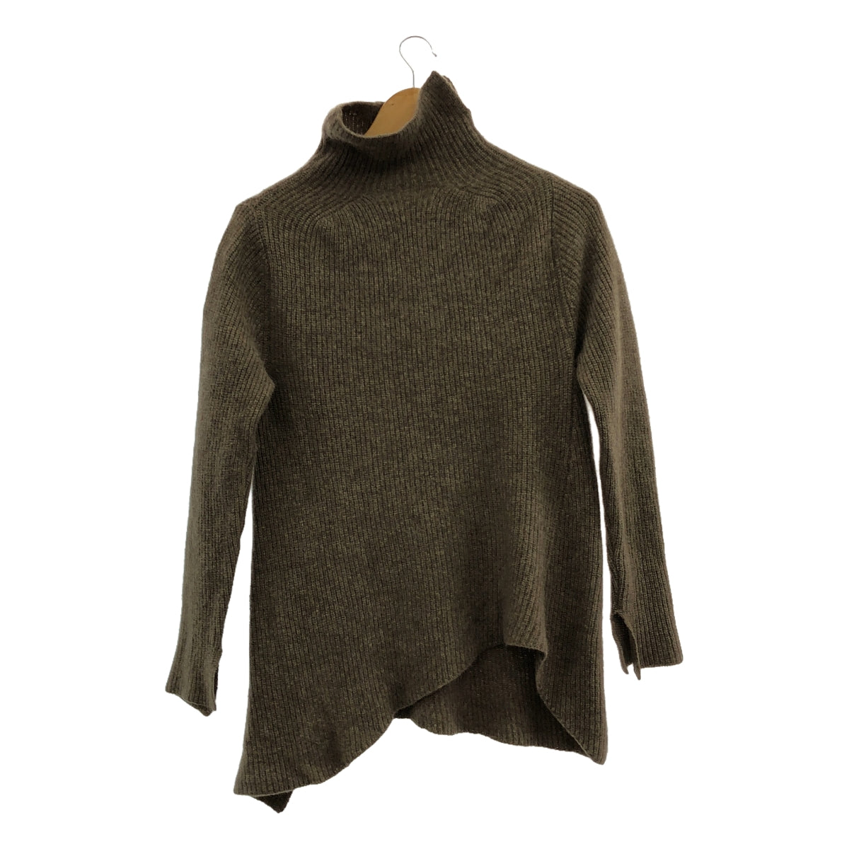 jonnlynx / John Links | Wool Asymmetrical Slit Turtleneck Knit | F | Brown | Women's