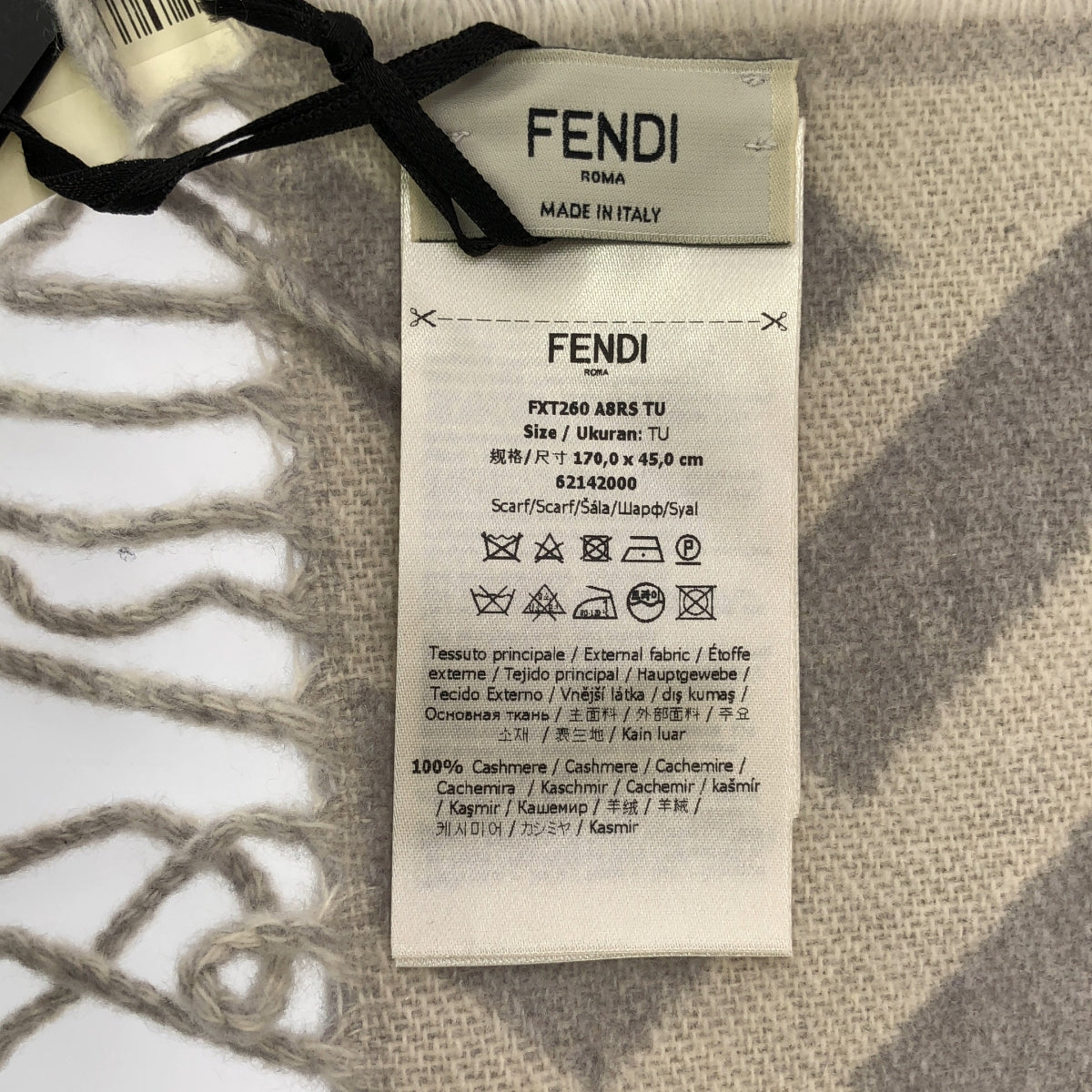 FENDI / フェンディ | カシミヤ100% ズッカ 総柄 フリンジマフラー |