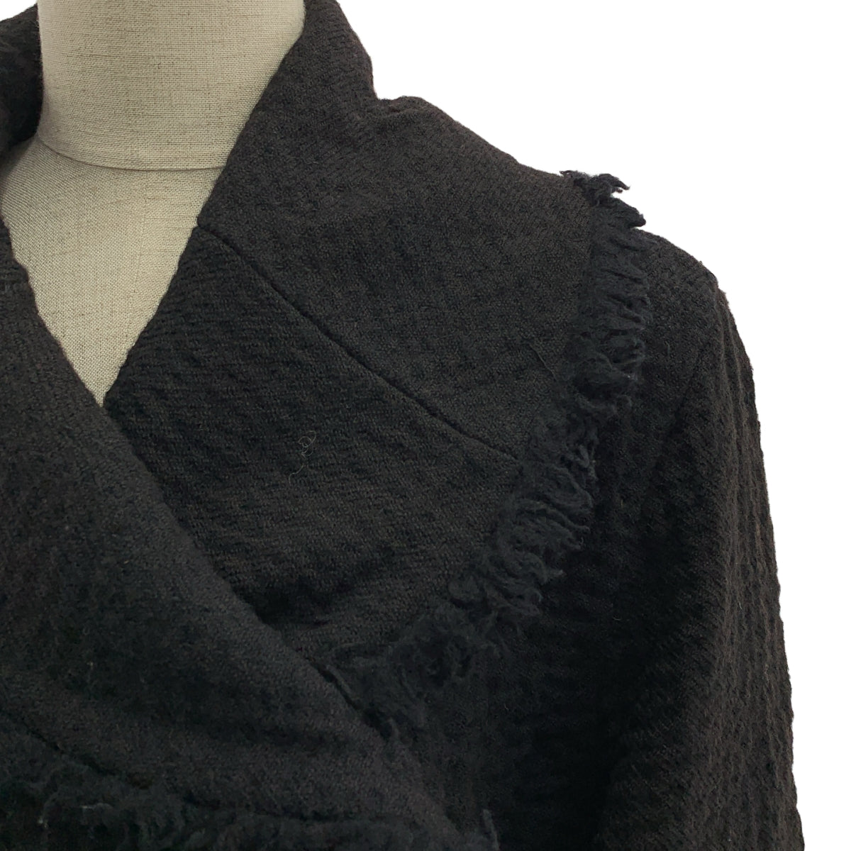 HaaT ISSEY MIYAKE / ハートイッセイミヤケ | ウール 刺し子 フリンジ ロング コート | 3 | レディース