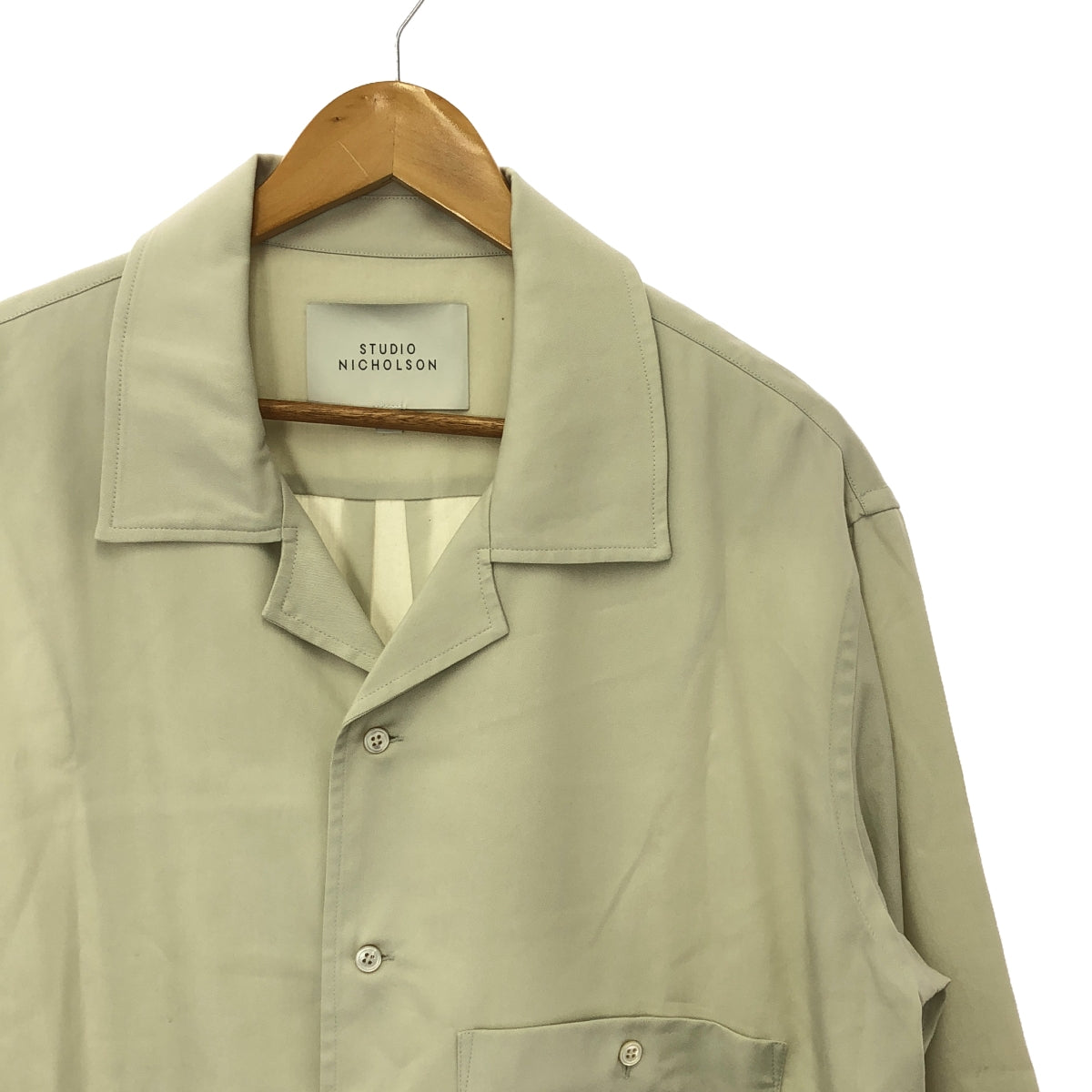 Studio Nicholson | PENN Lyocell Patch Pocket Open Collar Shirt | L | WATER / Light Gray | Men's