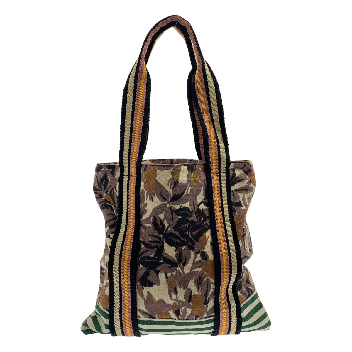 MARNI / マルニ | マーケット フラワー柄 ボーダー切替 トートバッグ |