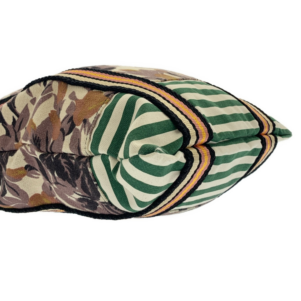 MARNI / マルニ | マーケット フラワー柄 ボーダー切替 トートバッグ |