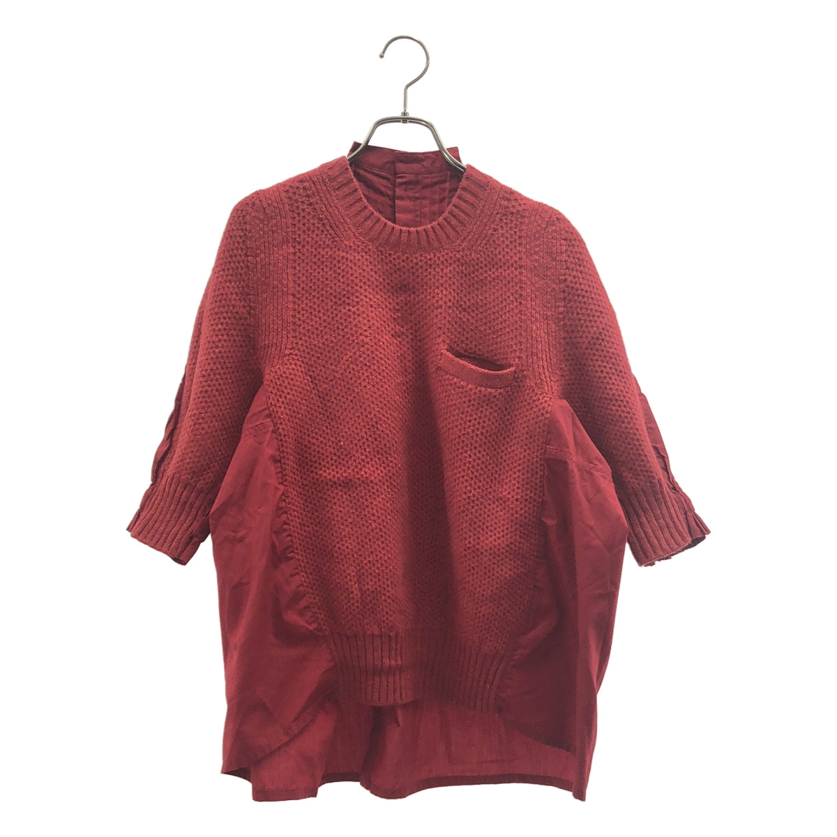 sacai / 사카이 | 다른 소재 전환 백 플리츠 도킹 니트 | 2 |