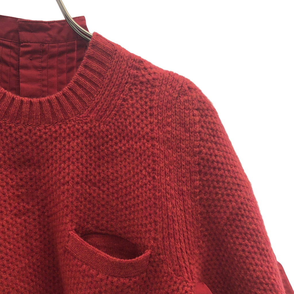 sacai / 사카이 | 다른 소재 전환 백 플리츠 도킹 니트 | 2 |