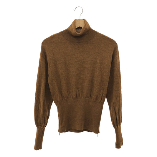 [Good Condition] EARIH | Side Zip Slit Turtleneck Knit Pullover | F | Brown | Women's