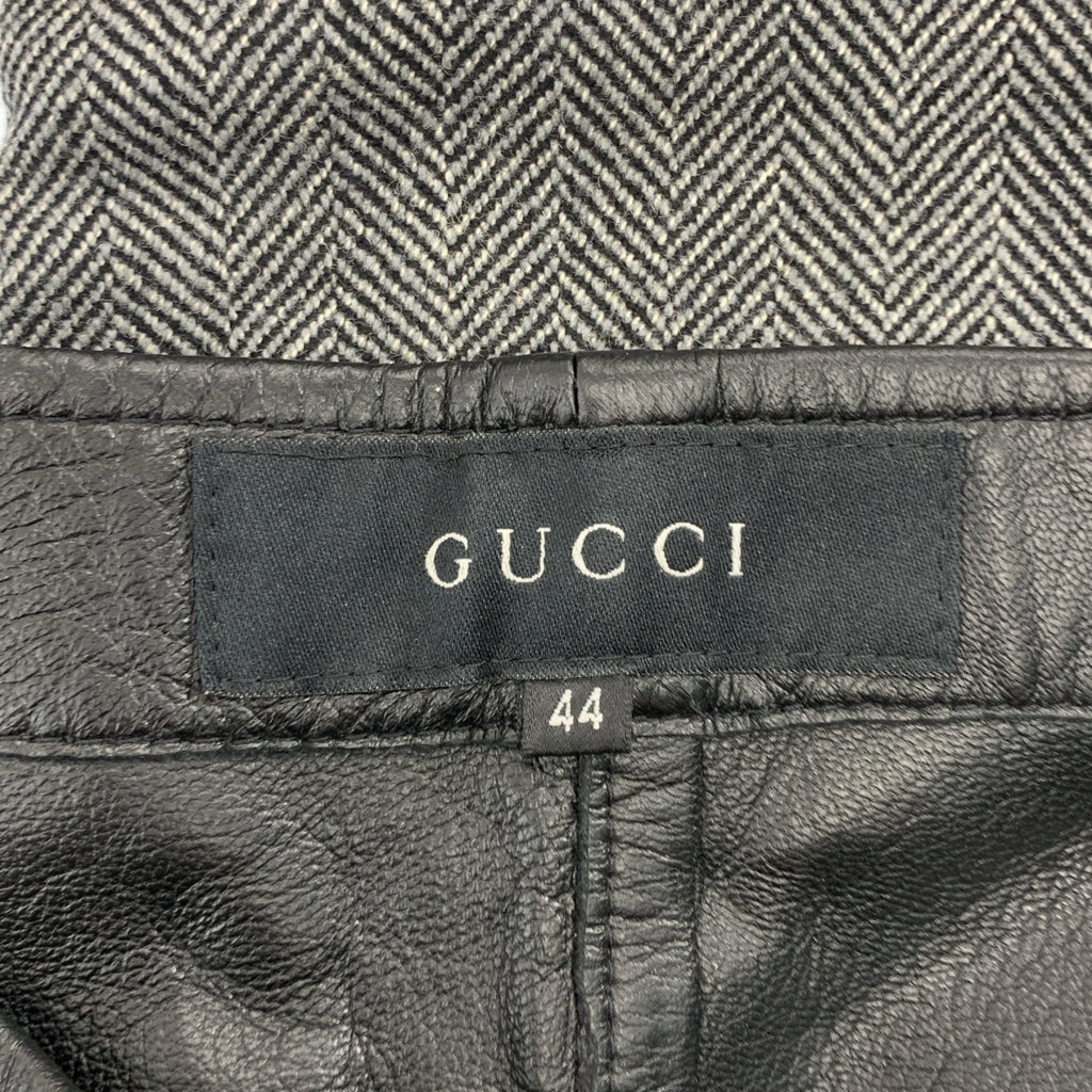 GUCCI | 湯姆福特時代皮革人字紋機車褲 | 尺寸 44 | 男款