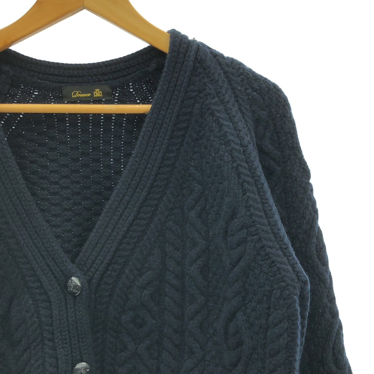 抽屜 | 羊毛羊絨毛皮袖電纜阿蘭針織開襟衫 |