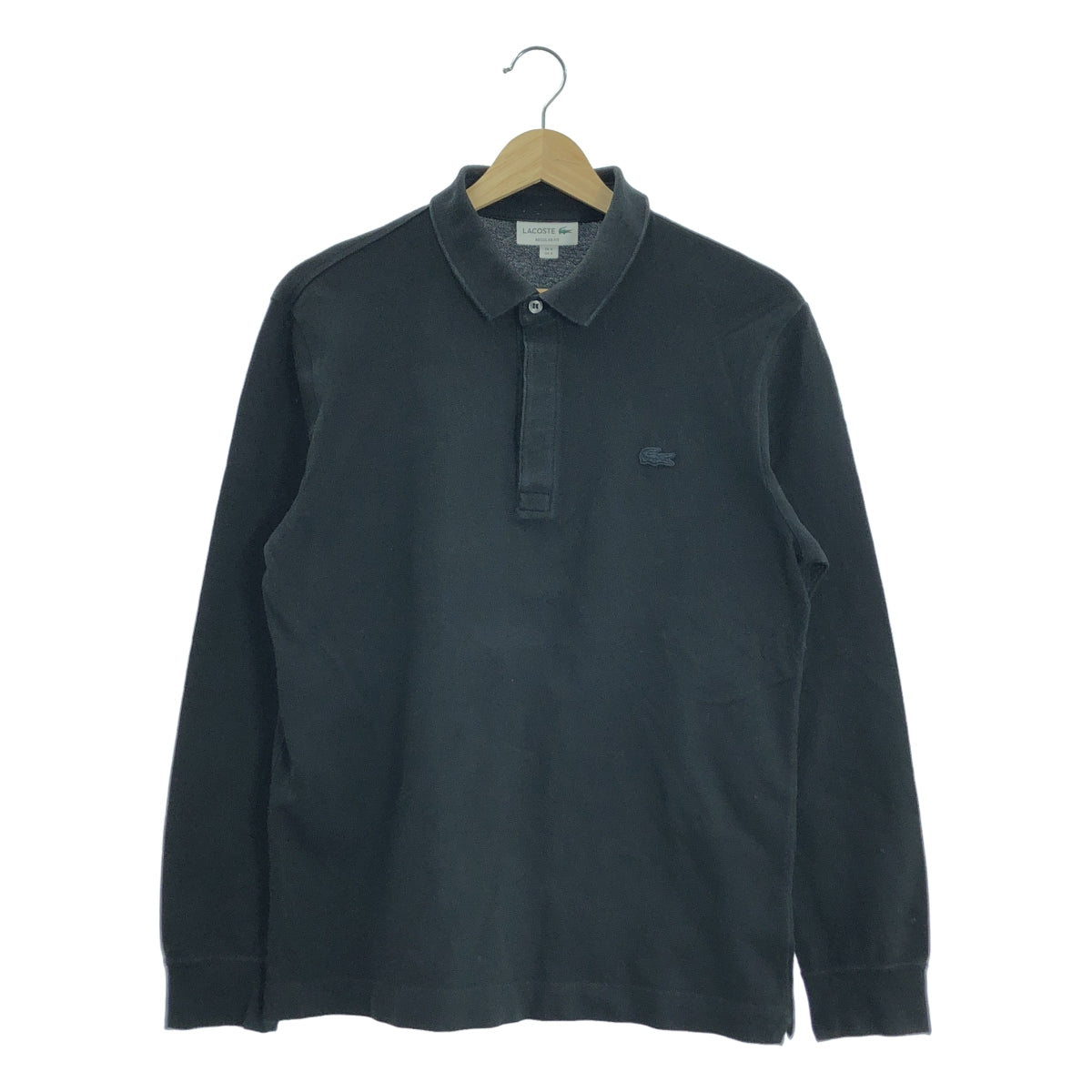 LACOSTE | 常規版型隱形前襟長袖 Polo 衫 | S 碼 | 黑色 | 男款