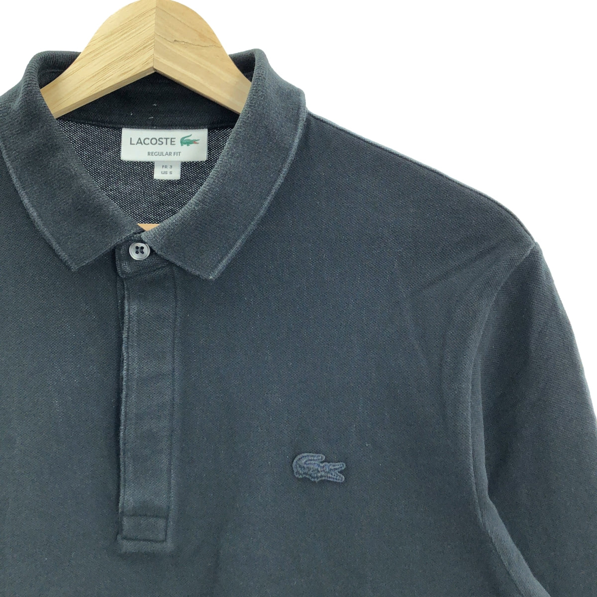 LACOSTE | 常規版型隱形前襟長袖 Polo 衫 | S 碼 | 黑色 | 男款