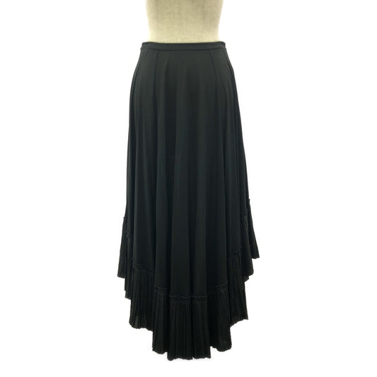 【美品】  JIL SANDER / ジルサンダー | レーヨン ワイドシルエット バックジップ シアー プリーツ スカート | 32 | ブラック | レディース