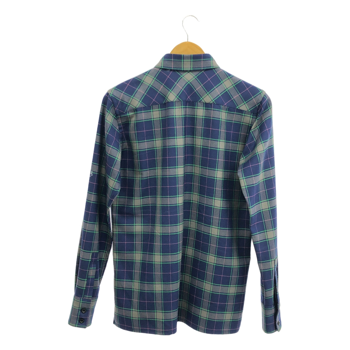 JOHN LAWRENCE SULLIVAN / 존 로렌스 설리반 | 멀티 포켓 체크 울 긴 소매 셔츠 | 36 | 네이비 / 멀티 컬러 | 남성