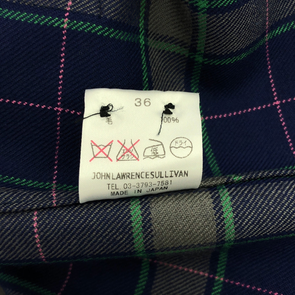 JOHN LAWRENCE SULLIVAN / 존 로렌스 설리반 | 멀티 포켓 체크 울 긴 소매 셔츠 | 36 | 네이비 / 멀티 컬러 | 남성