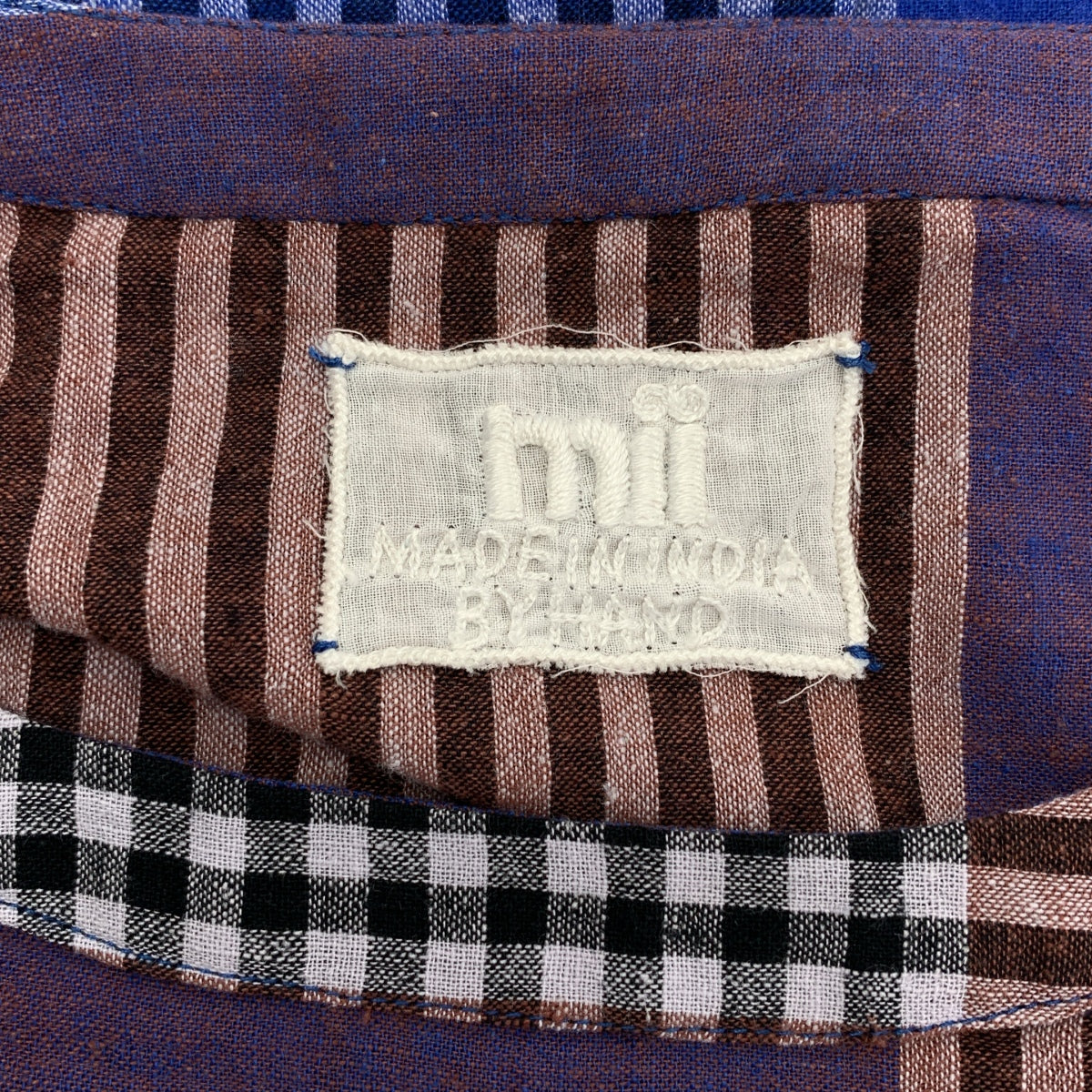 mii / 미 | 코튼 체크 숄더 지퍼 컷소우 블라우스 | S | 여성