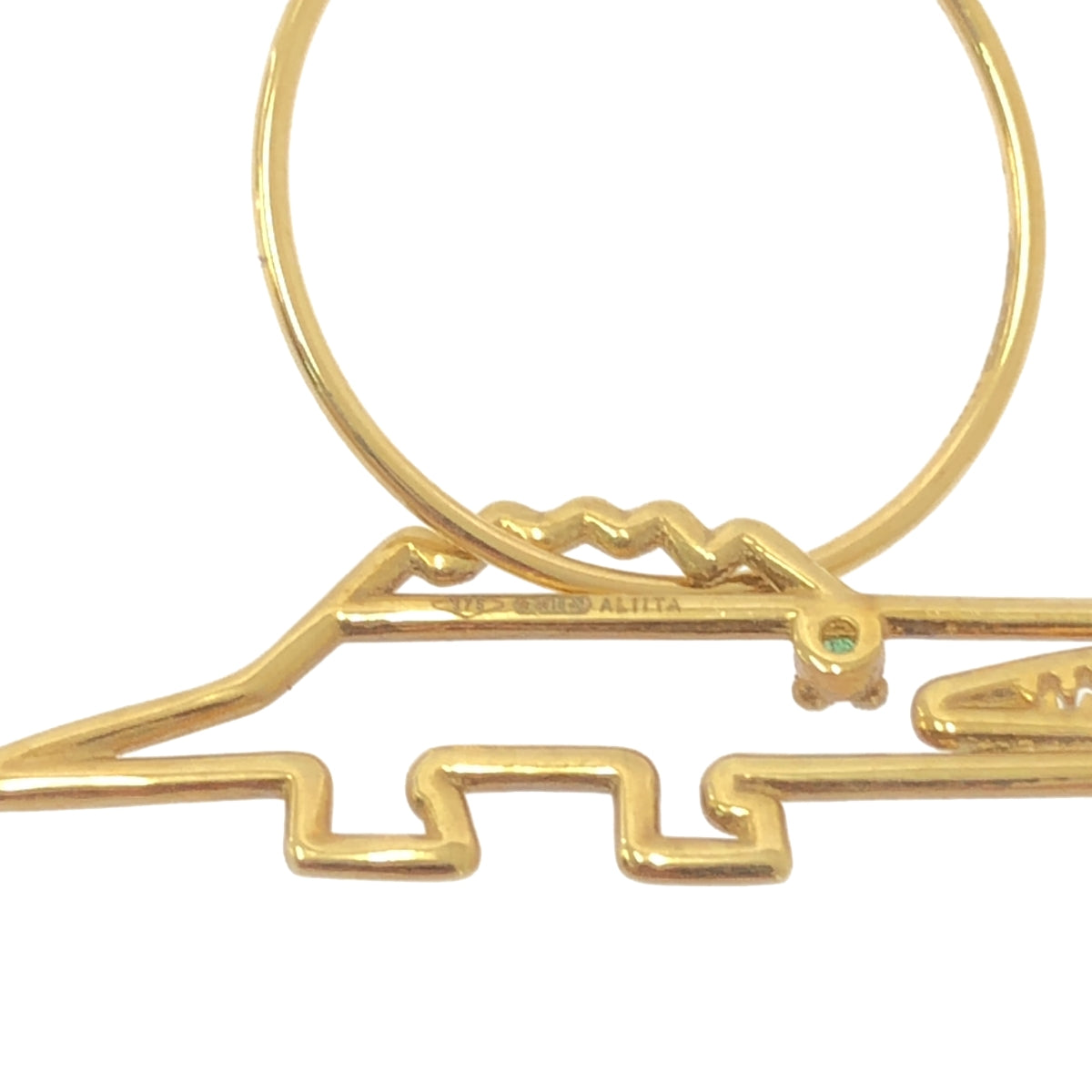 【미품】 ALIITA / 아리타 | 9KYG COCODRILO 악어 에메랄드 피어싱 | 골드 | 여성