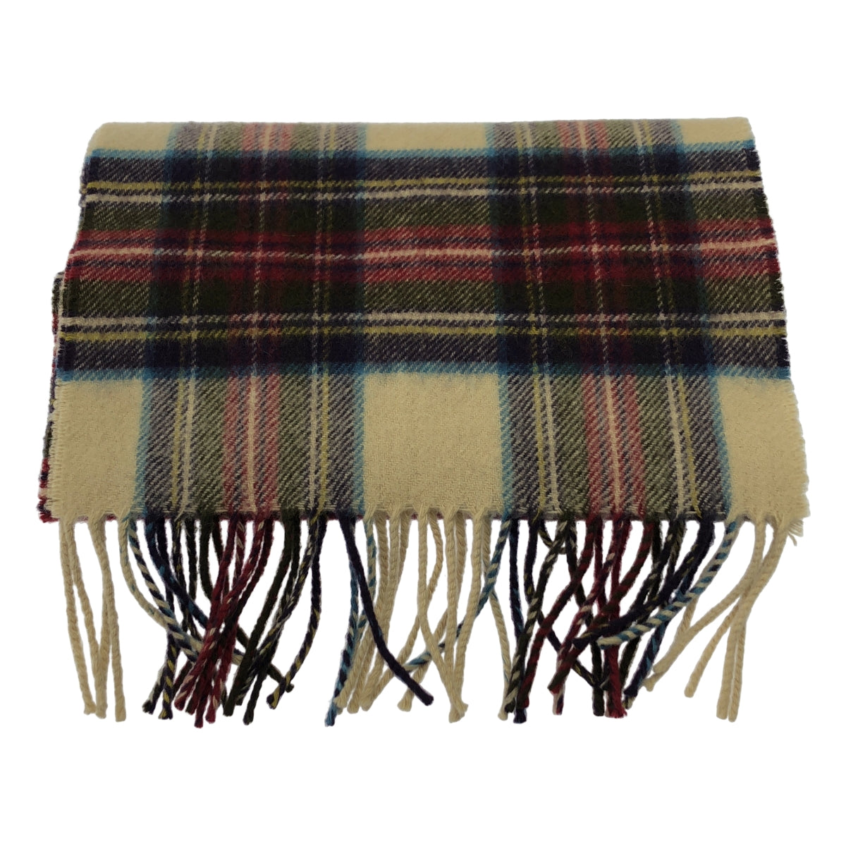 JOHNSTONS OF ELGIN / ジョンストンズオブエルガン | cashmere 100％ / カシミヤ チェック フリンジ ストール マフラー / ユニセックス | マルチカラー
