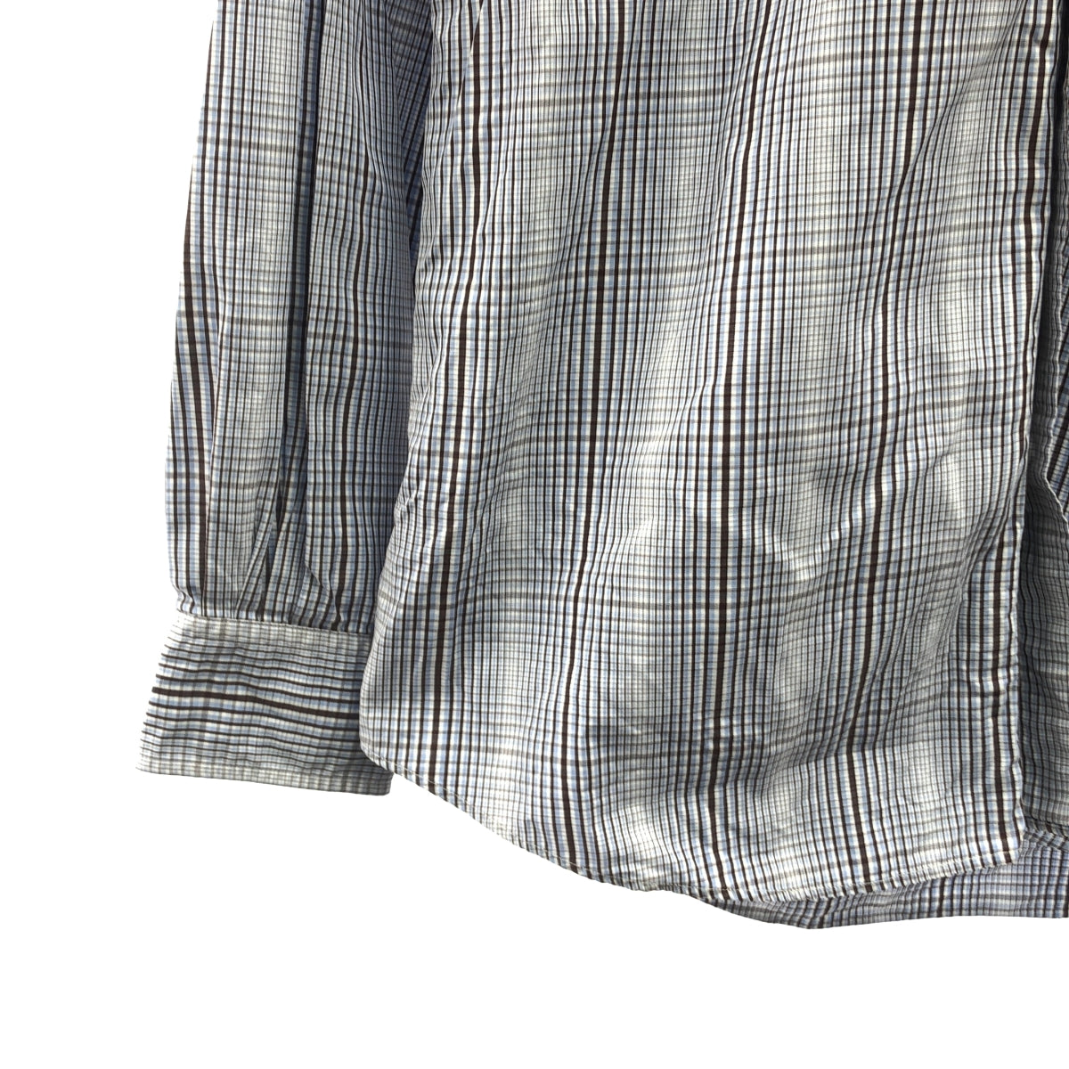 HERMES / 헤르메스 | 코튼 체크 버튼 다운 셔츠 | 39 15 1/2 | 브라운 / 블루 / 화이트 | 남성