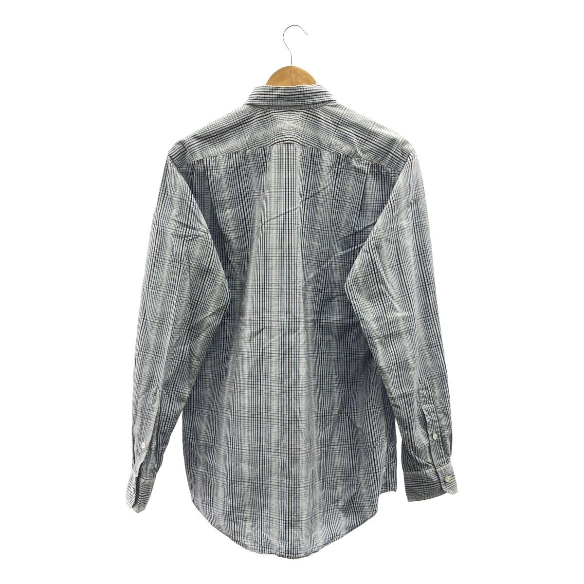HERMES / 헤르메스 | 코튼 체크 버튼 다운 셔츠 | 39 15 1/2 | 브라운 / 블루 / 화이트 | 남성