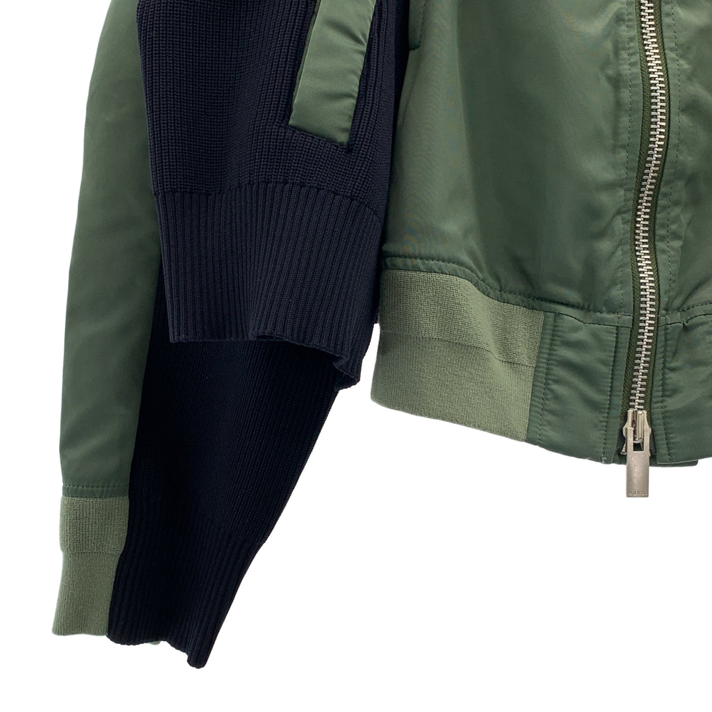 sacai / サカイ | 2024SS | ナイロンツイル ニット ドッキング ブルゾン MA-1 ボンバージャケット | 2 | レディース