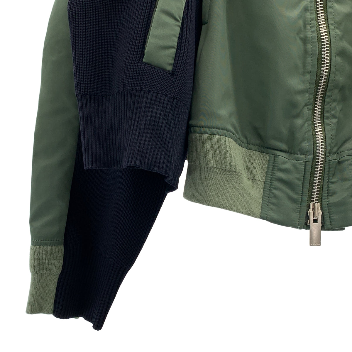 sacai / サカイ | 2024SS | ナイロンツイル ニット ドッキング ブルゾン MA-1 ボンバージャケット | 2 | レディース