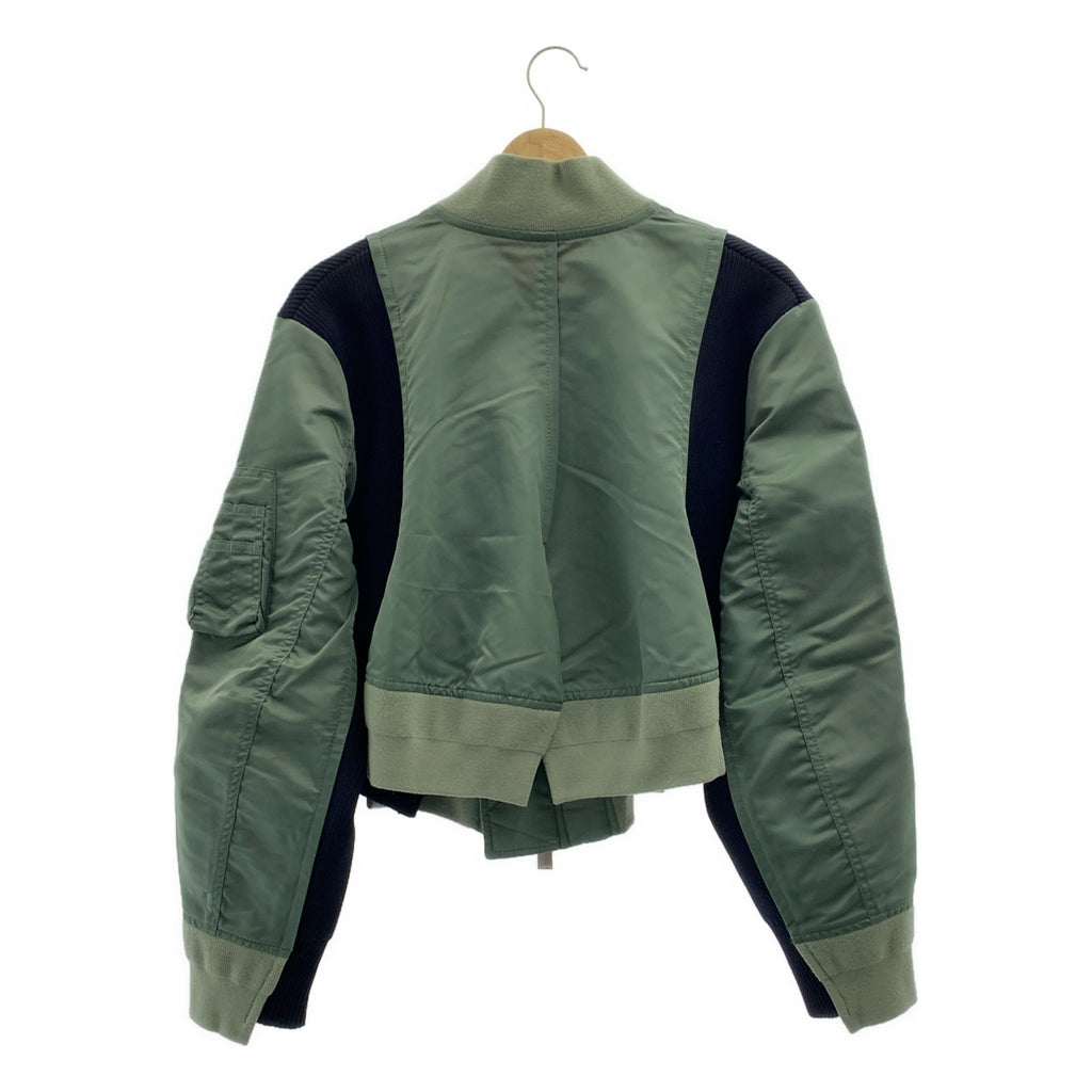 sacai / サカイ | 2024SS | ナイロンツイル ニット ドッキング ブルゾン MA-1 ボンバージャケット | 2 | レディース