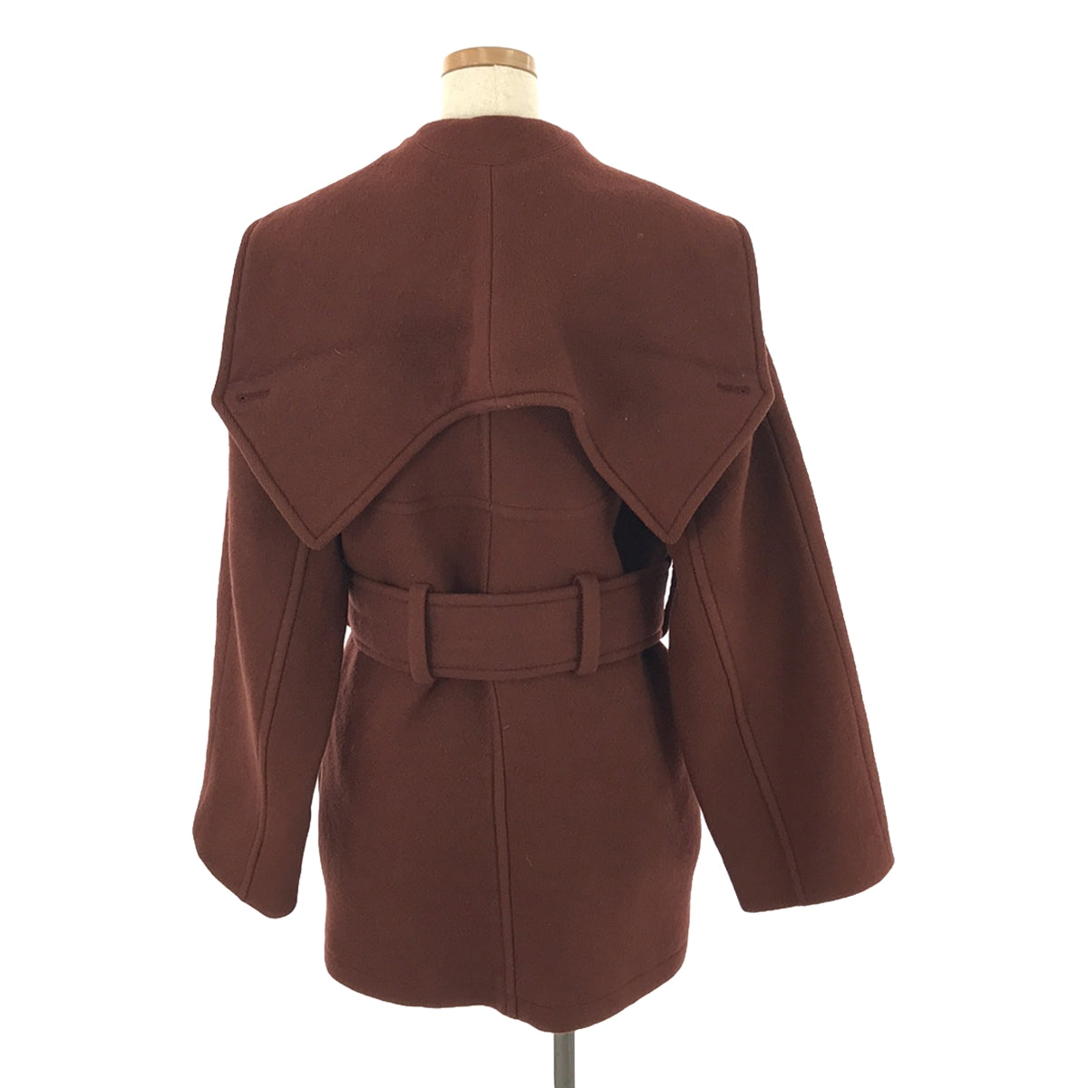 CARVEN / カルヴェン | ウール セーラーカラー ベルテッドジャケット | 34 | バーガンディー | レディース