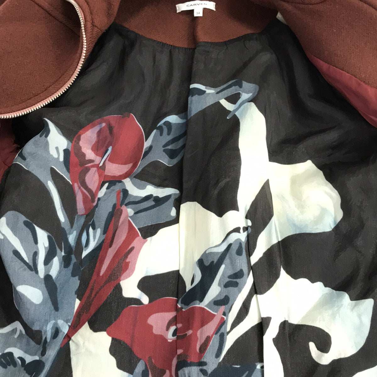 CARVEN / カルヴェン | ウール セーラーカラー ベルテッドジャケット | 34 | バーガンディー | レディース