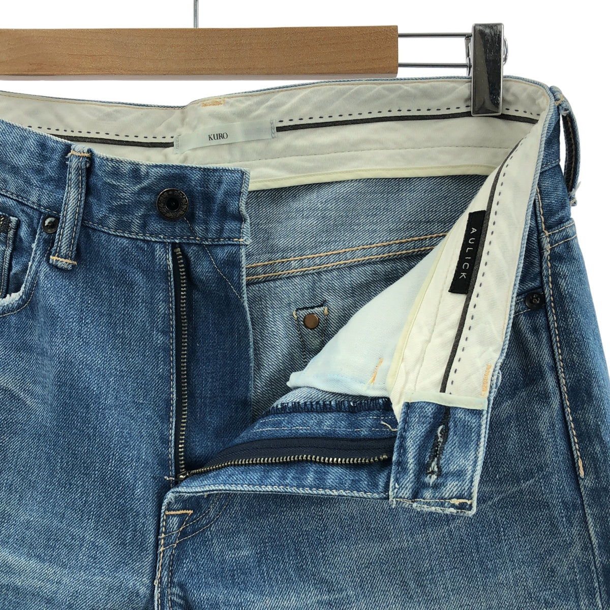 KURO / クロ | AULICK / ダメージ加工 セルビッチ デニムパンツ | 31 | インディゴ | メンズ