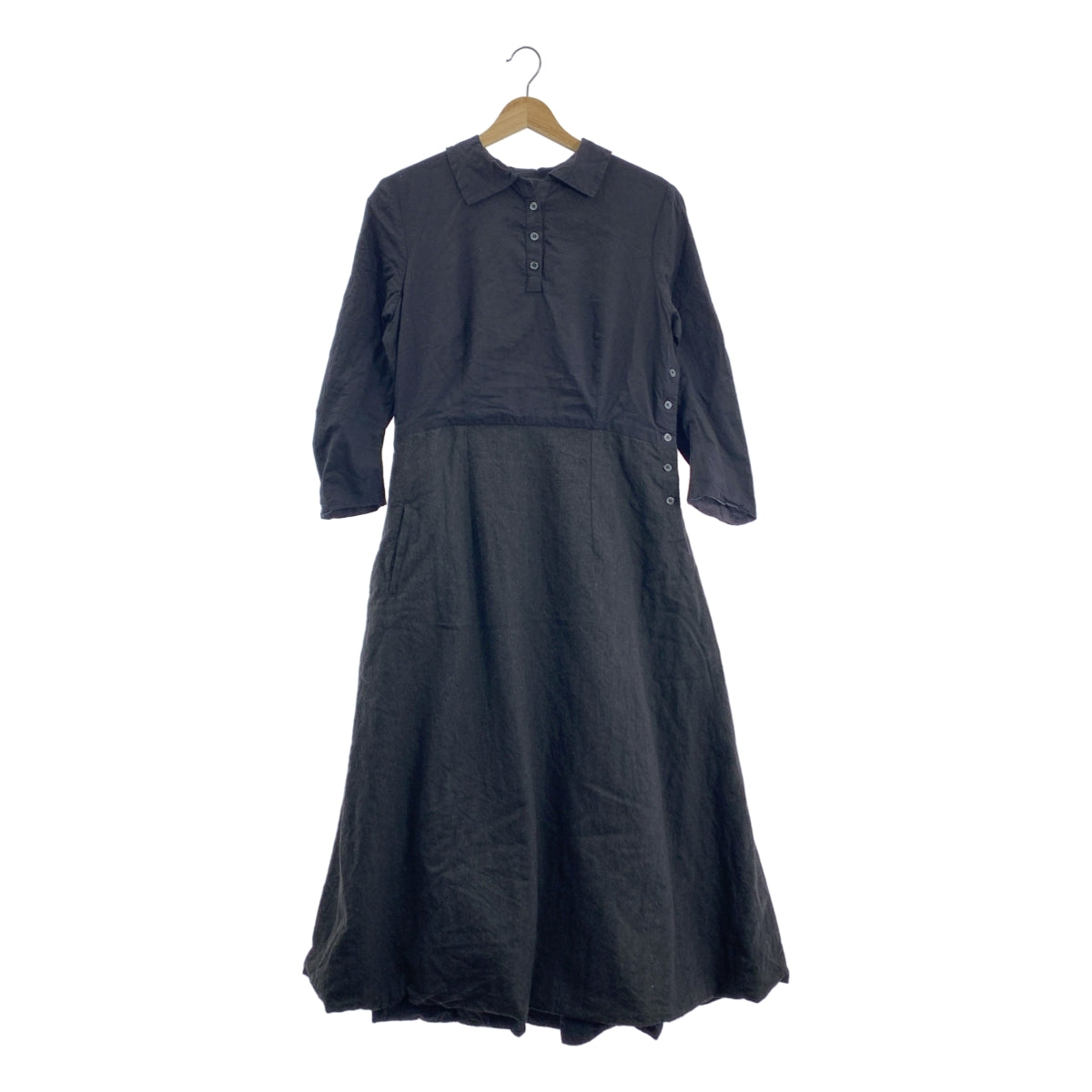Paul Harnden / ポールハーデン | tweed dress / 異素材 切替 ツイード シャツ ワンピース / 総裏地 | L |