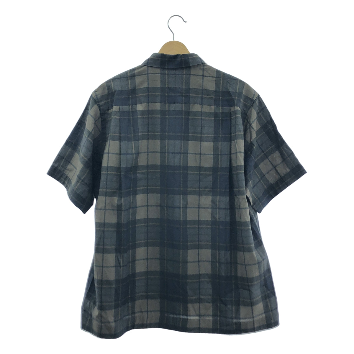 [新品] sacai | 2025SS | 格紋印花襯衫，開領，格紋印花，短袖 | 尺寸 1 | 卡其色/海軍藍 | 男士