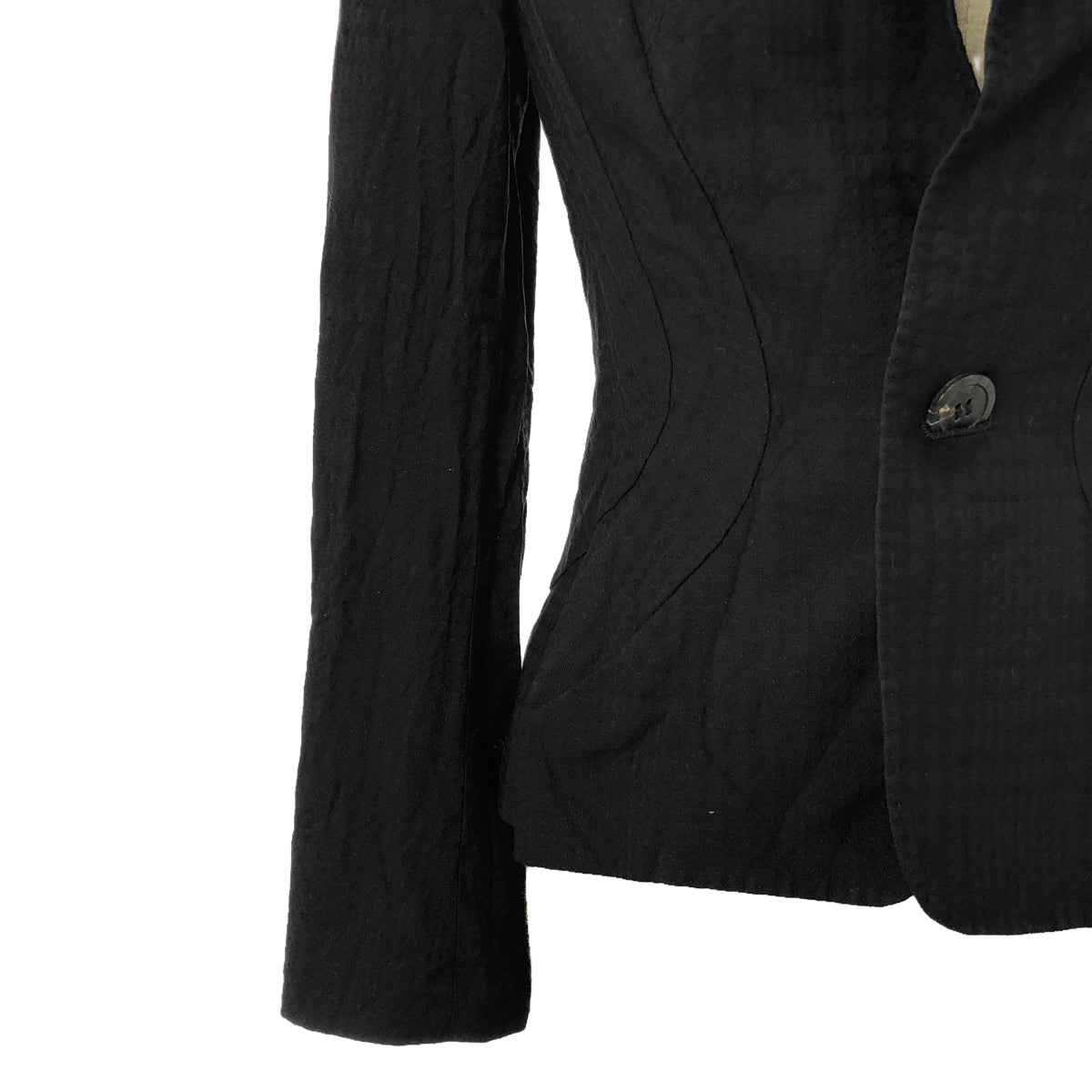 JUNYA WATANABE COMME des GARCONS / 준야와타나베 | 2010SS | 실크 코튼 재가드 변형 싱글 브레스트 재킷 / 총 안감 | S | 블랙 | 여성