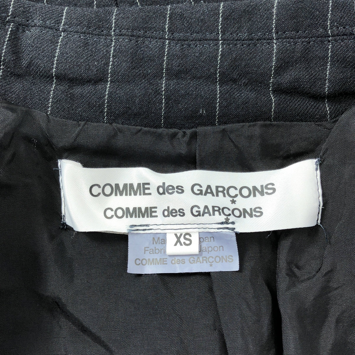 [狀況極佳] COMME des GARCONS | 2016 春夏 | 條紋燕尾羊毛西裝外套 | XS 碼 | 黑色 | 女款