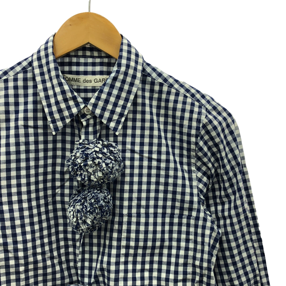 COMME des GARCONS | 2002SS |格紋裝飾常規領襯衫 |海軍藍/白色|女性的