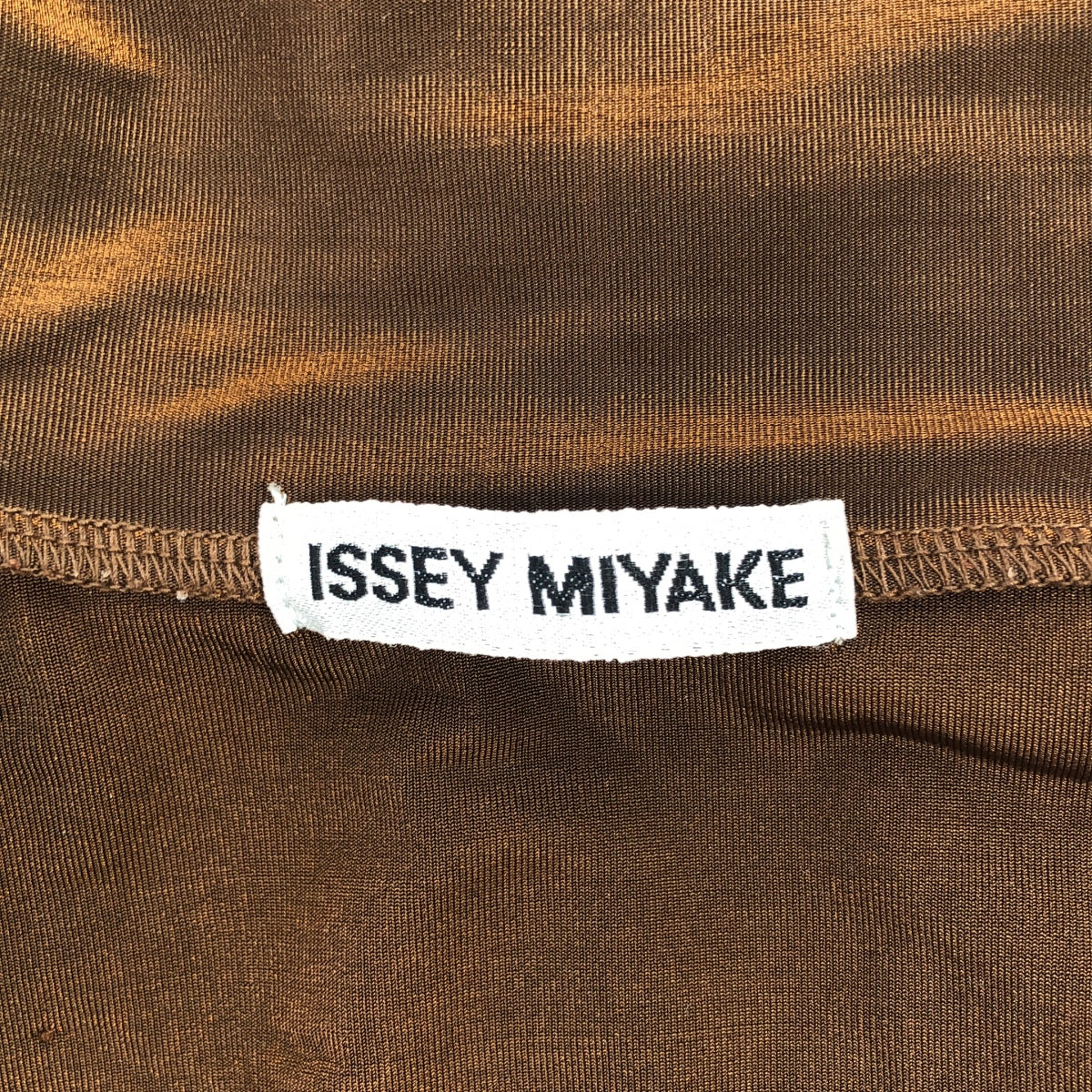 ISSEY MIYAKE / 이세이 미야케 | 셋업 하이넥 스트레치 컷소우 / 스트레치 스커트 | M | 브라운 | 여성