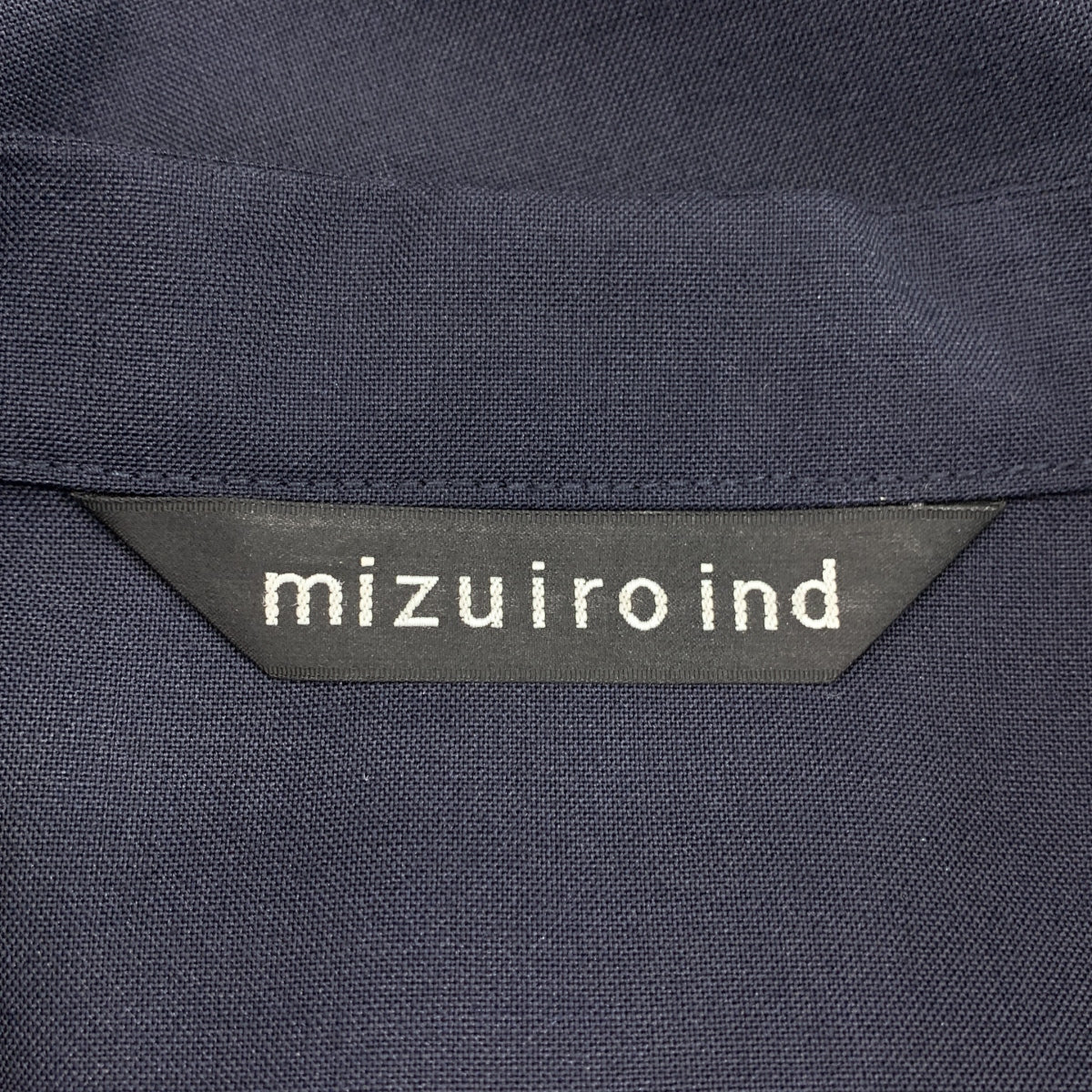 【美品】  mizuiroind / ミズイロインド | オーバーシルエット バンドカラー ロングシャツ | F | ダークネイビー | レディース