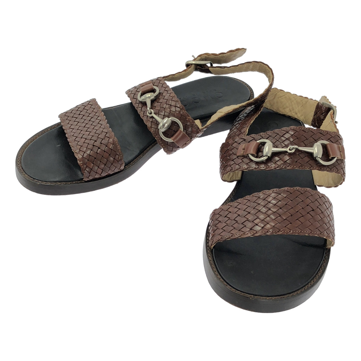 GUCCI | 編織網眼皮革搭扣涼鞋 | 41碼 | 棕色 | 男款