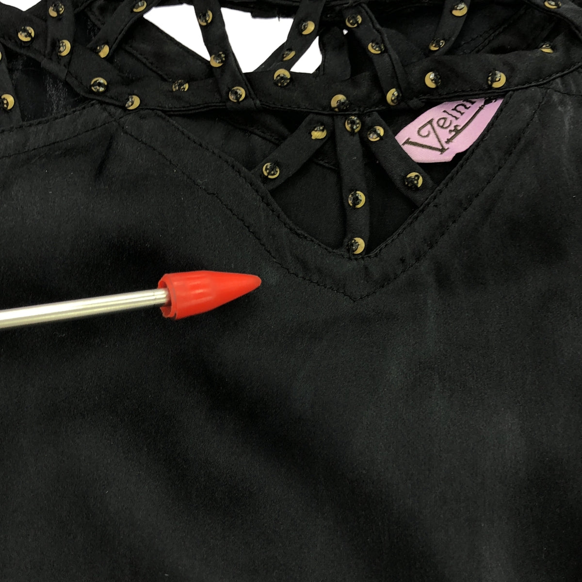 Velnica / ヴェルニカ | シルク ビジュー クロス ワンピース | ブラック | レディース