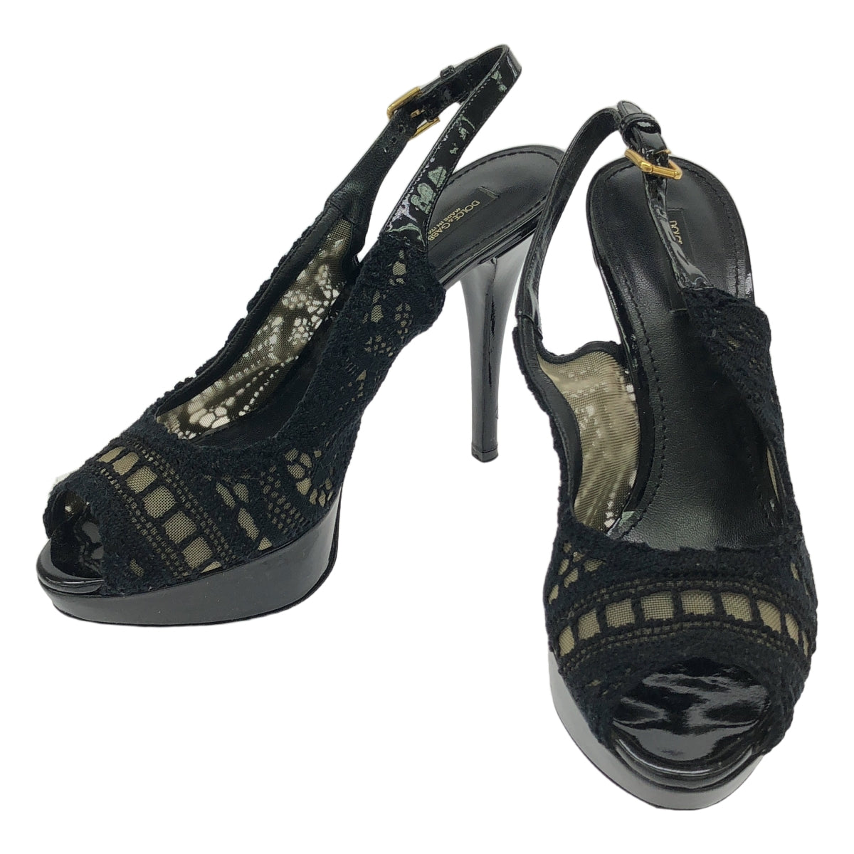 DOLCE &amp; GABBANA / Dolce &amp; Gabbana Dolgaba | 蕾絲厚底涼鞋 | 38 | 黑色 | 女款