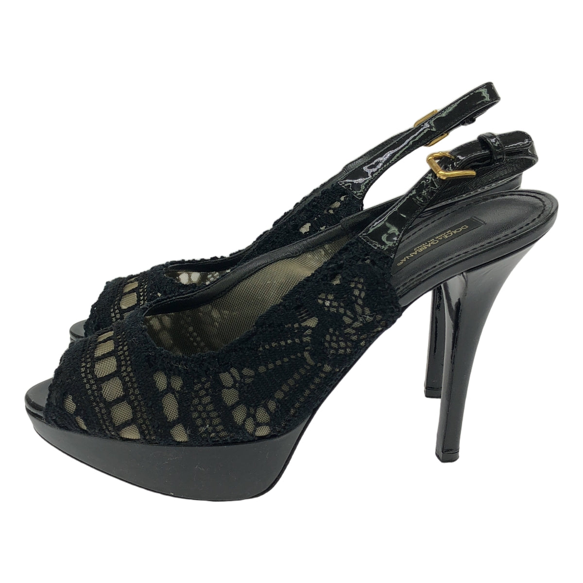 DOLCE &amp; GABBANA / Dolce &amp; Gabbana Dolgaba | 蕾絲厚底涼鞋 | 38 | 黑色 | 女款