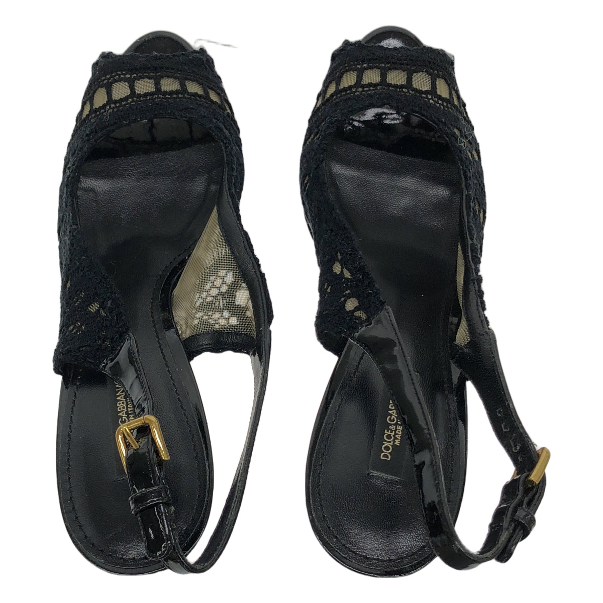 DOLCE &amp; GABBANA / Dolce &amp; Gabbana Dolgaba | 蕾絲厚底涼鞋 | 38 | 黑色 | 女款