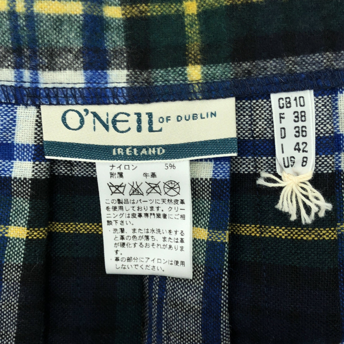 O'NEIL OF DUBLIN / オニールオブダブリン | ウール チェック プリーツラップスカート | US8 | グリーン/ブルー/ホワイト | レディース