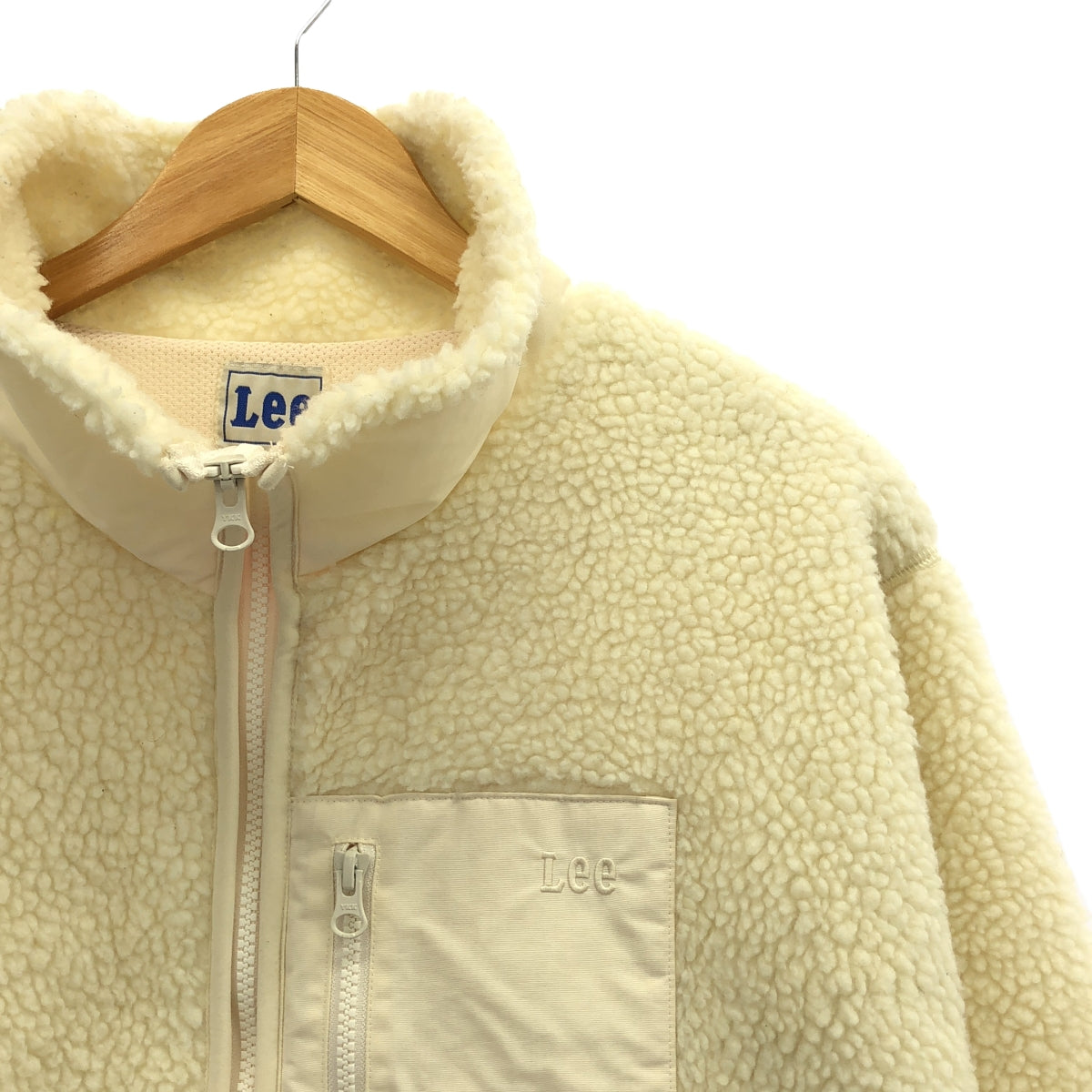 【미품】 Preloved / 프리 러브드 | × Lee 리콜라보 Fleece Jacket 보어 플리스 재킷 | F | 화이트 | 여성