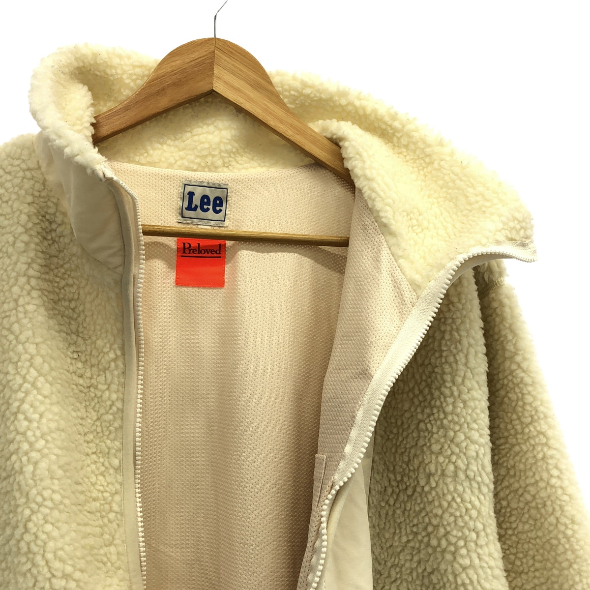 【미품】 Preloved / 프리 러브드 | × Lee 리콜라보 Fleece Jacket 보어 플리스 재킷 | F | 화이트 | 여성